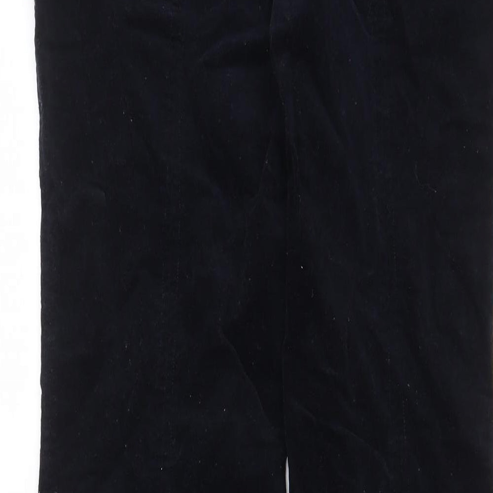 House of Bruar Womens Black Cotton Trousers Size 10 L29 in Regular - Elasticated Waist