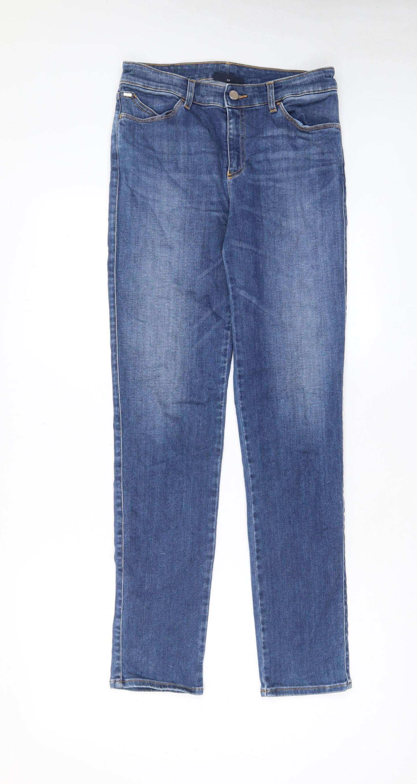 Armani Jeans Womens Blue Cotton Straight Jeans Size 29 in L30 in Regular Zip - Pockets, Belt Loops, Logo