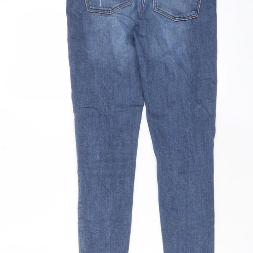 Zara Womens Blue Cotton Skinny Jeans Size 8 L25 in Regular Zip - Pockets, Belt Loops