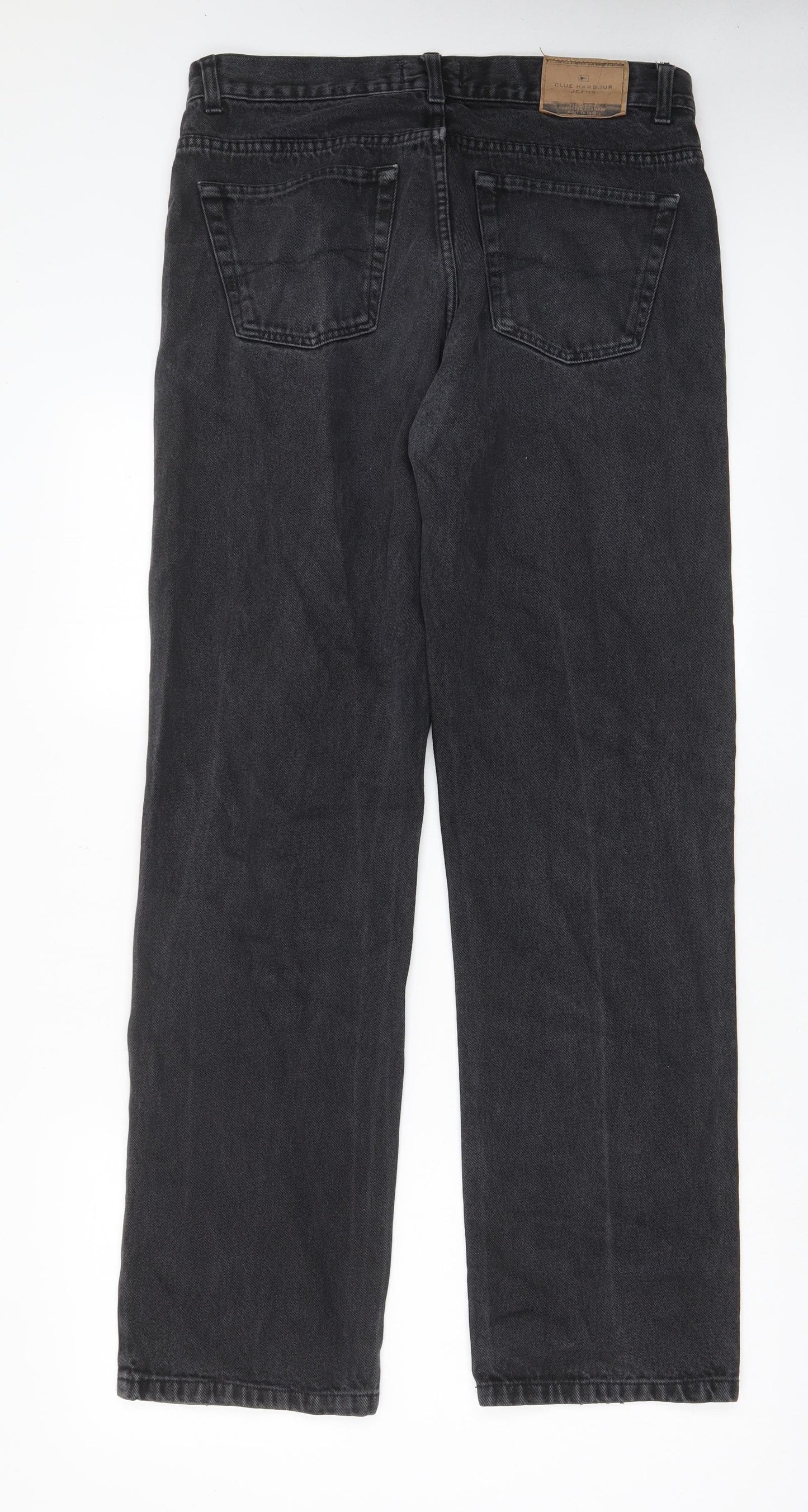 Blue Harbour Mens Grey Cotton Straight Jeans Size 34 in L33 in Regular Zip - Pockets, Belt Loops