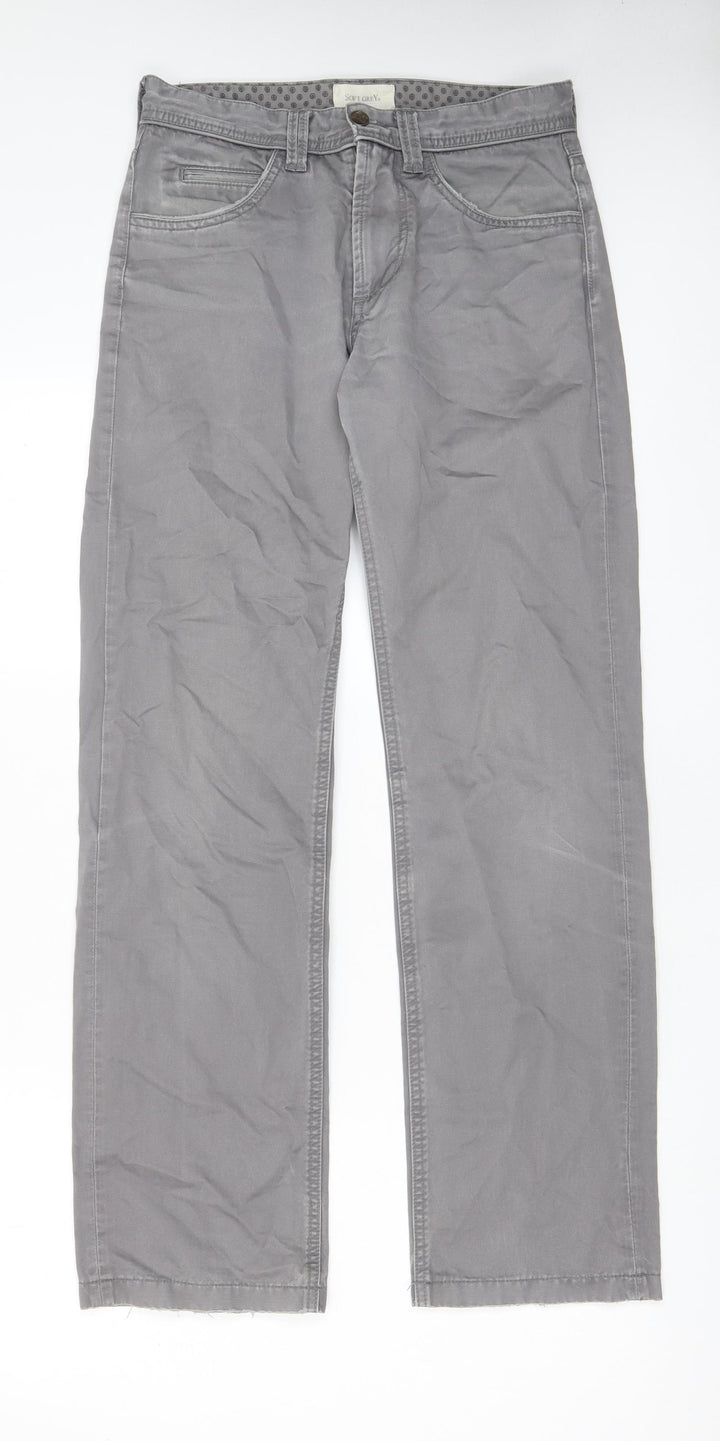 SOFT GREY Womens Grey Cotton Chino Shorts Size 28 in L3 in Regular Zip - Pockets, Belt Loops