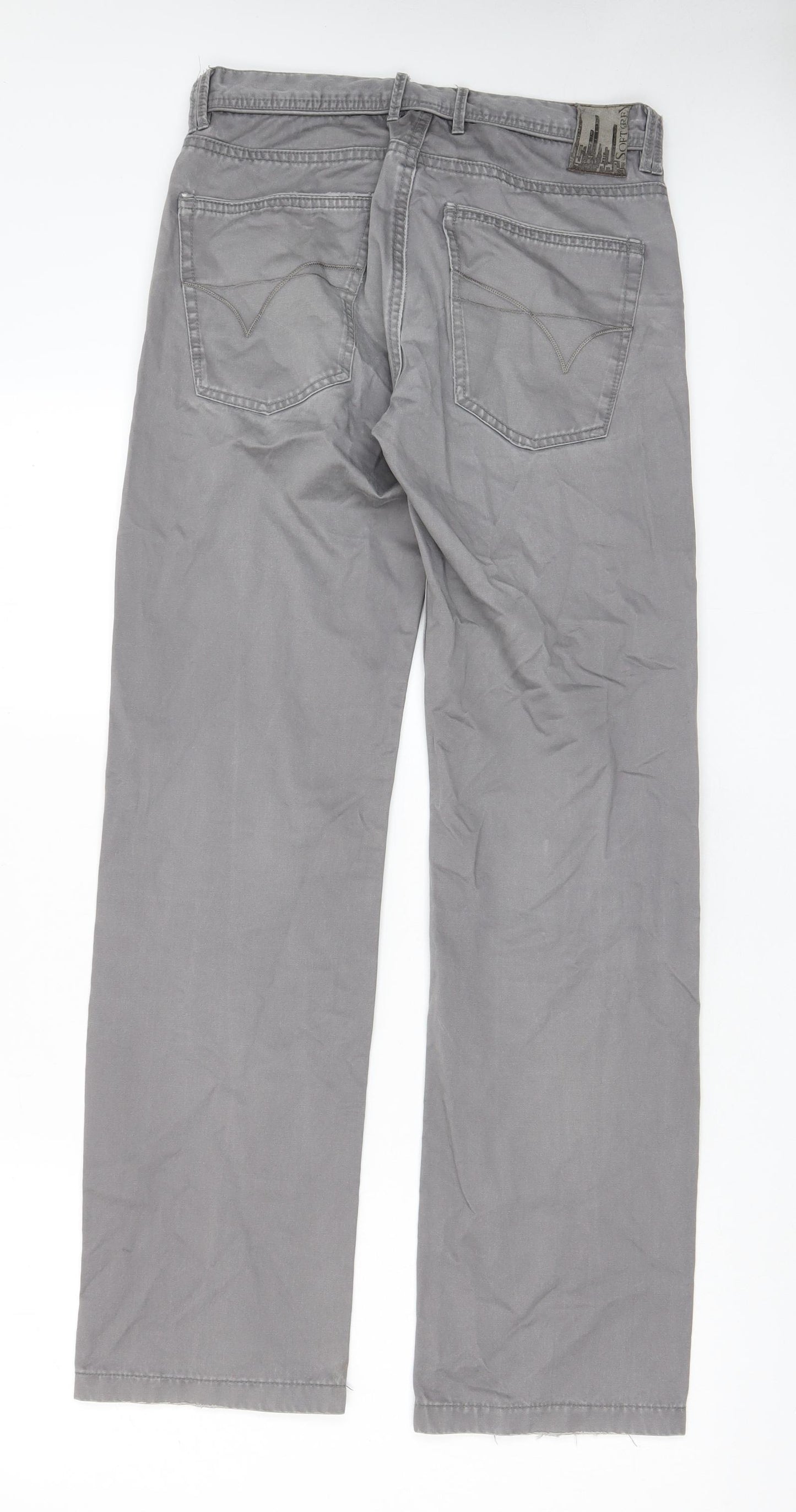 SOFT GREY Womens Grey Cotton Chino Shorts Size 28 in L3 in Regular Zip - Pockets, Belt Loops