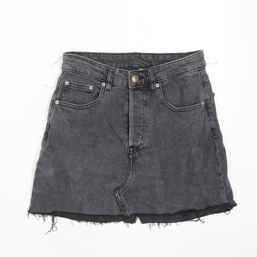 Divided by H&M Womens Gold Cotton A-Line Skirt Size 8 Button