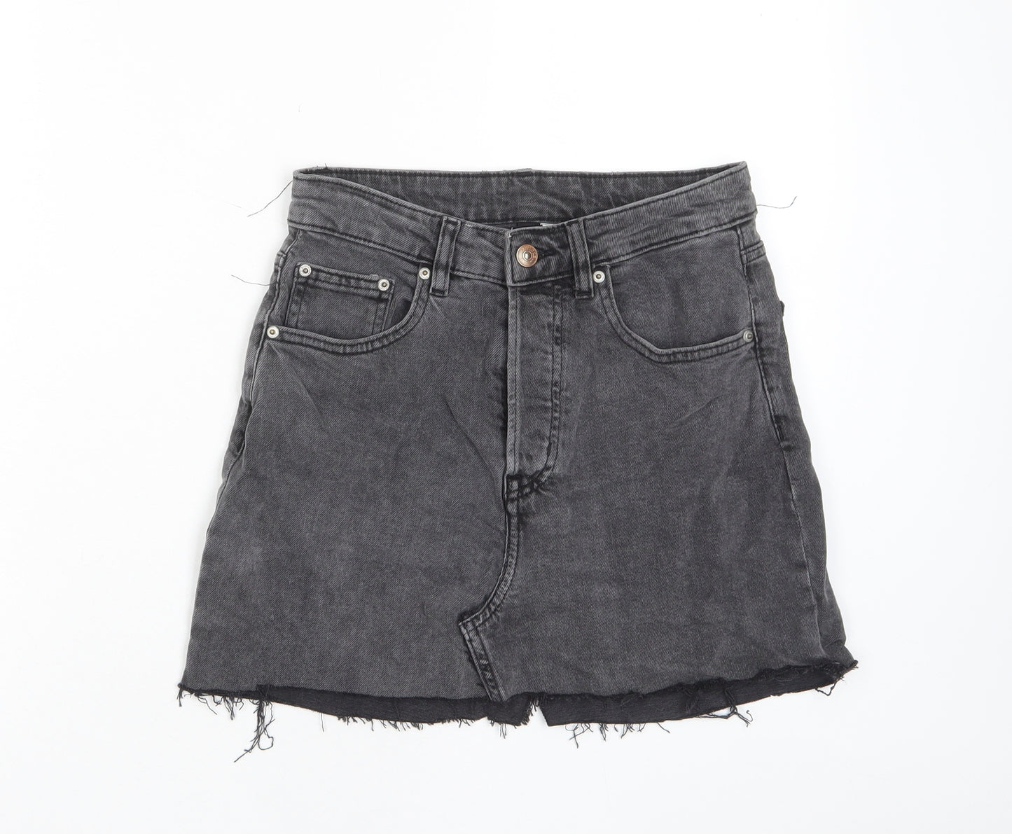 Divided by H&M Womens Gold Cotton A-Line Skirt Size 8 Button
