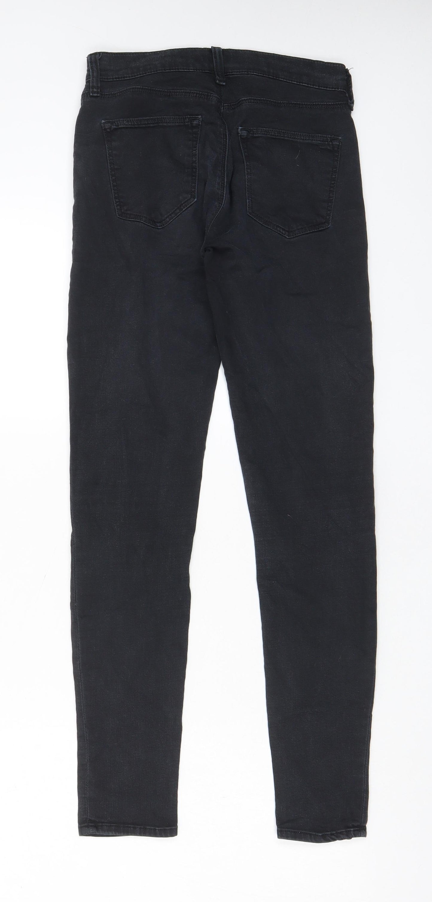 Topshop Womens Black Cotton Skinny Jeans Size 26 in L32 in Regular Zip - Pockets, Belt Loops