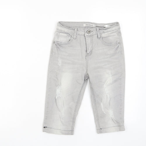 Redial Womens Grey Cotton Bermuda Shorts Size 6 L11 in Regular Zip - Pockets, Belt Loops