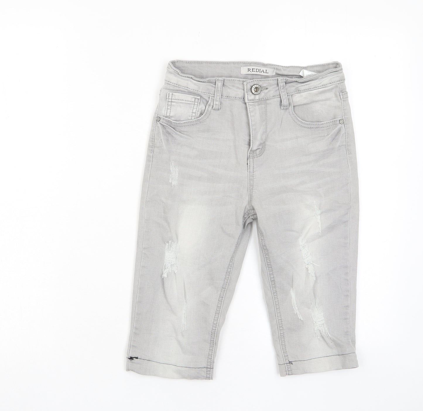 Redial Womens Grey Cotton Bermuda Shorts Size 6 L11 in Regular Zip - Pockets, Belt Loops