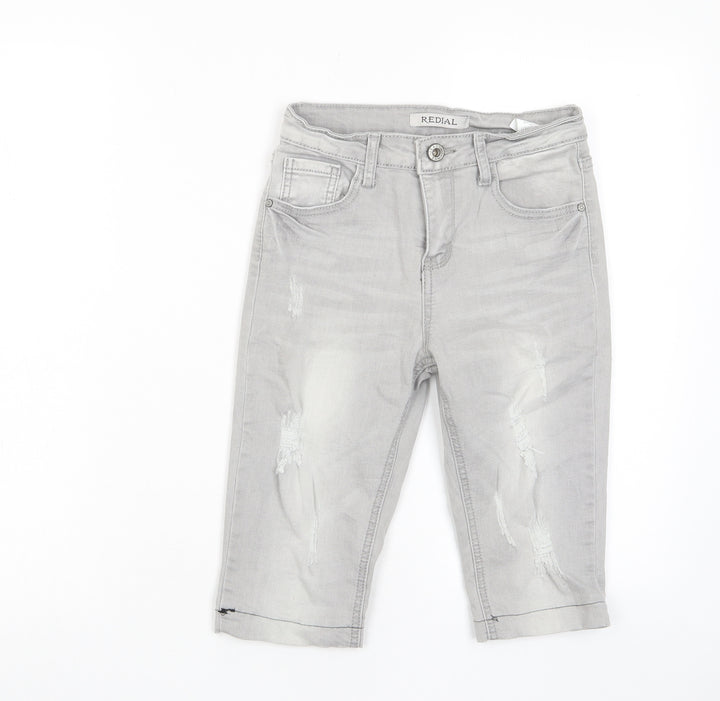 Redial Womens Grey Cotton Bermuda Shorts Size 6 L11 in Regular Zip - Pockets, Belt Loops