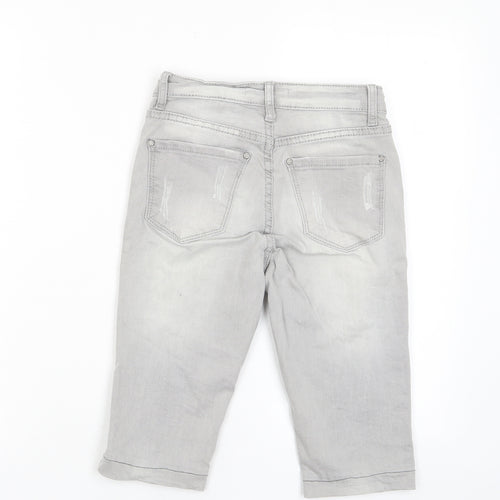 Redial Womens Grey Cotton Bermuda Shorts Size 6 L11 in Regular Zip - Pockets, Belt Loops