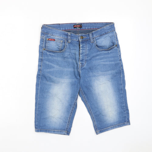 Life & Glory Mens Blue Cotton Bermuda Shorts Size 30 in L10 in Regular Button - Pockets, Belt Loops