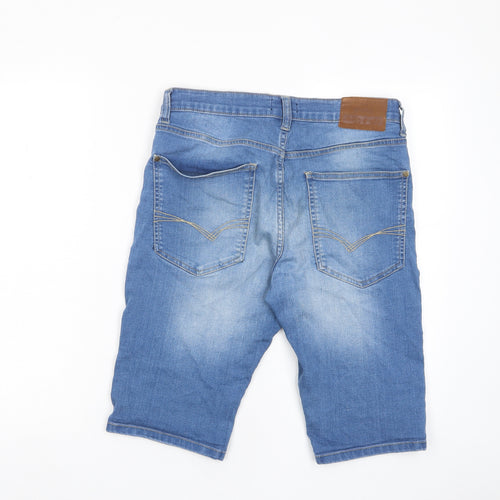 Life & Glory Mens Blue Cotton Bermuda Shorts Size 30 in L10 in Regular Button - Pockets, Belt Loops