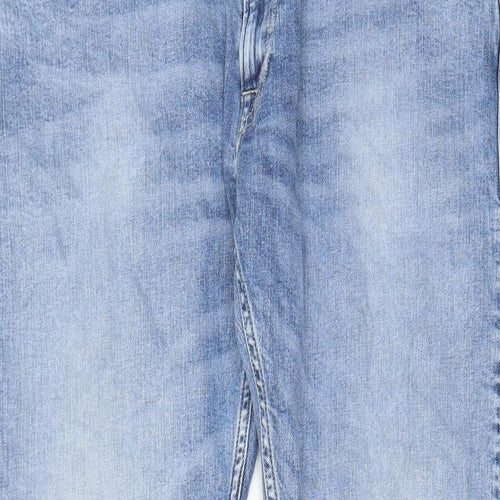 Replay Mens Blue Cotton Straight Jeans Size 36 in L30 in Regular Zip - Pockets, Belt Loops, Acid Wash Effect