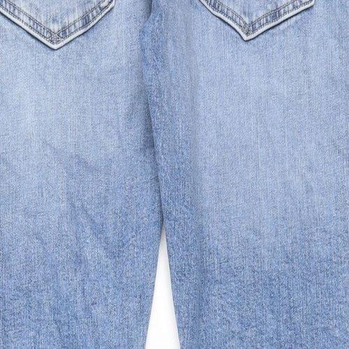 Replay Mens Blue Cotton Straight Jeans Size 36 in L30 in Regular Zip - Pockets, Belt Loops, Acid Wash Effect