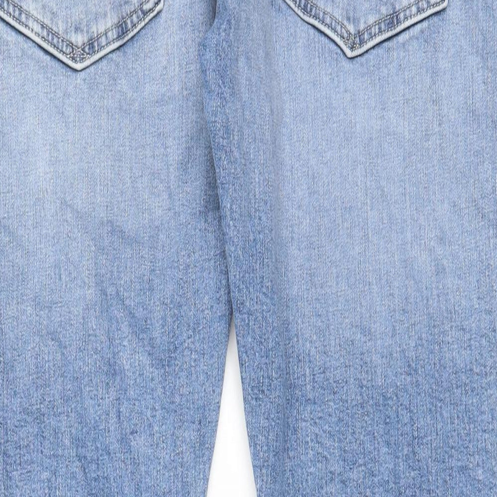 Replay Mens Blue Cotton Straight Jeans Size 36 in L30 in Regular Zip - Pockets, Belt Loops, Acid Wash Effect