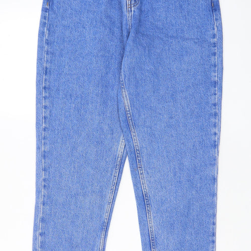 Denim & Co. Womens Blue Cotton Straight Jeans Size 8 L29 in Regular Zip - Pockets, Belt Loops