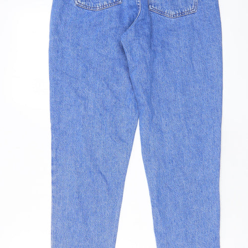 Denim & Co. Womens Blue Cotton Straight Jeans Size 8 L29 in Regular Zip - Pockets, Belt Loops