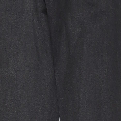 Topshop Womens Black Cotton Trousers Size 26 in L32 in Regular Zip - Coated