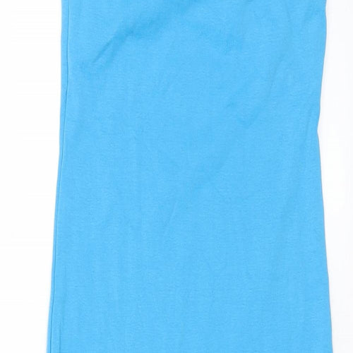Zara Womens Blue Cotton Tank Dress Size M Square Neck Pullover