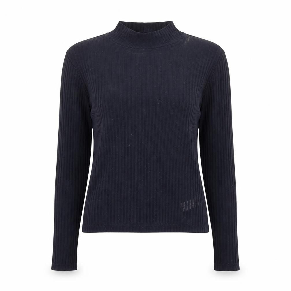 Topshop Womens Blue Polyester Cropped T-Shirt Size 6 Round Neck - Sheer