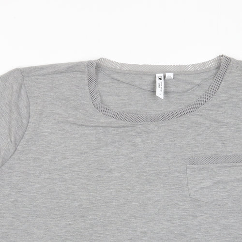 Cable & Gauge Womens Grey Polyester Basic T-Shirt Size XL Crew Neck - Crochet, Pocket