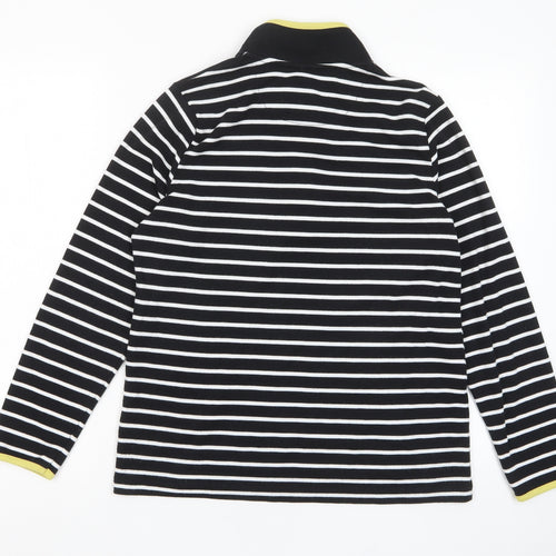 Bonmarché Womens Black Striped Polyester Pullover Sweatshirt Size S Button - Pockets