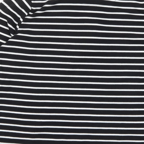 Bonmarché Womens Black Striped Polyester Pullover Sweatshirt Size S Button - Pockets