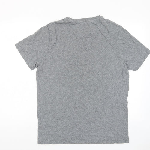 PUMA Mens Grey Polyester T-Shirt Size L Crew Neck - Logo
