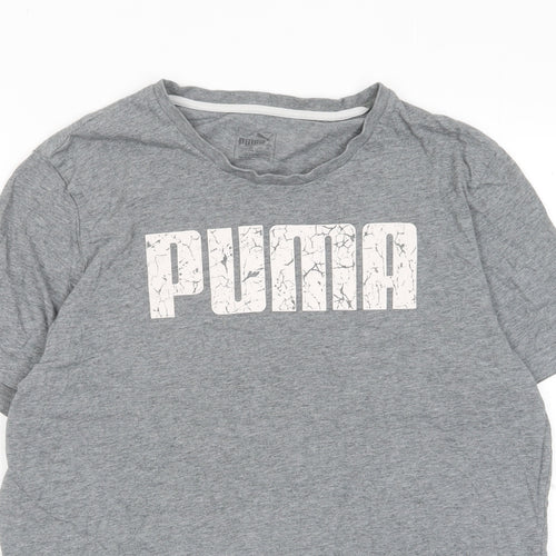 PUMA Mens Grey Polyester T-Shirt Size L Crew Neck - Logo