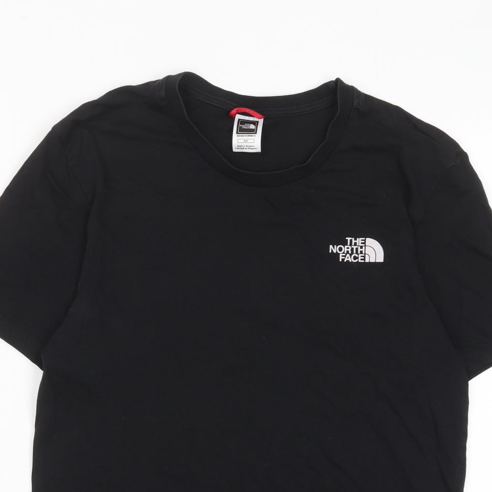 The North Face Mens Black Cotton T-Shirt Size S Crew Neck - Logo
