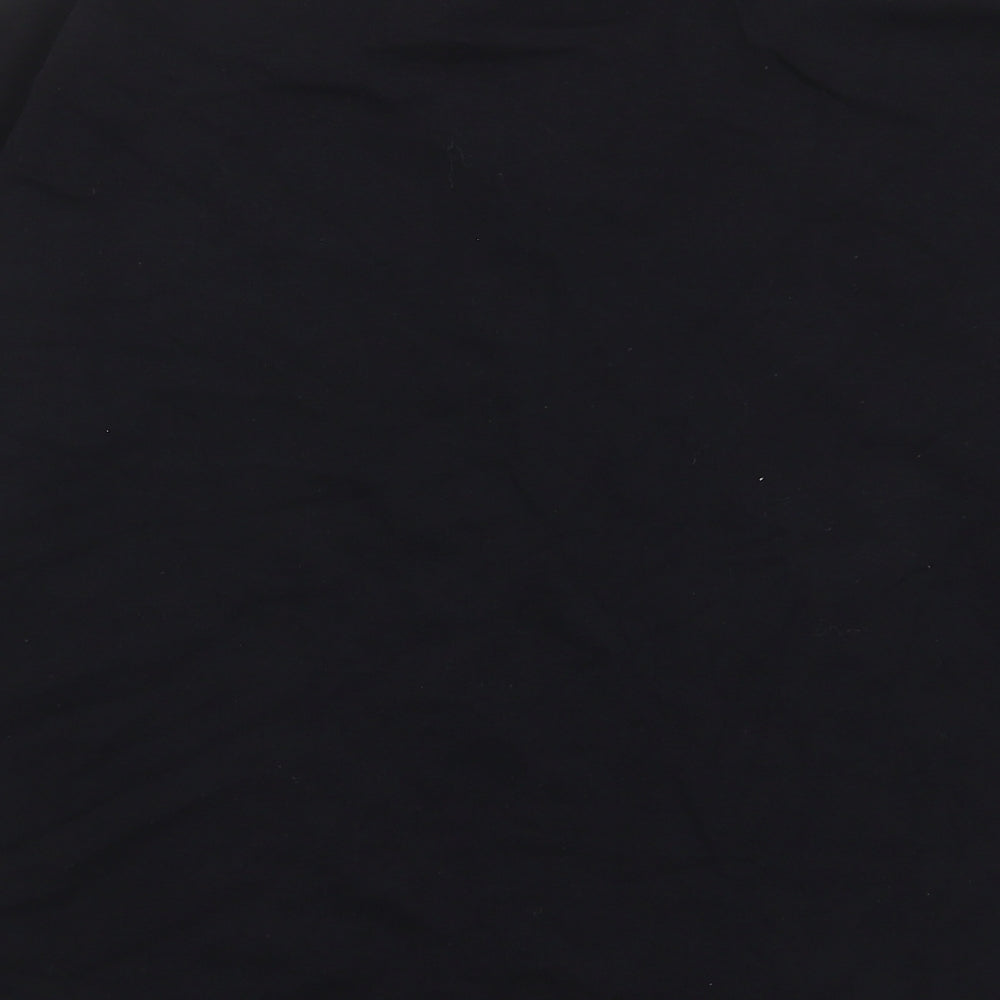 EWM Womens Black Cotton Basic T-Shirt Size 22 V-Neck - Buttons