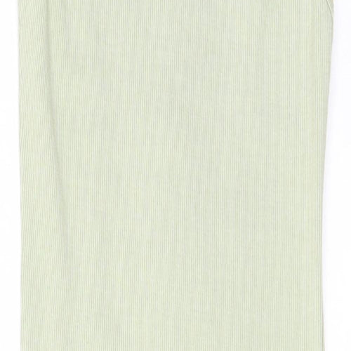 PRETTYLITTLETHING Womens Green Polyester T-Shirt Dress Size 6 Crew Neck Pullover - Zip