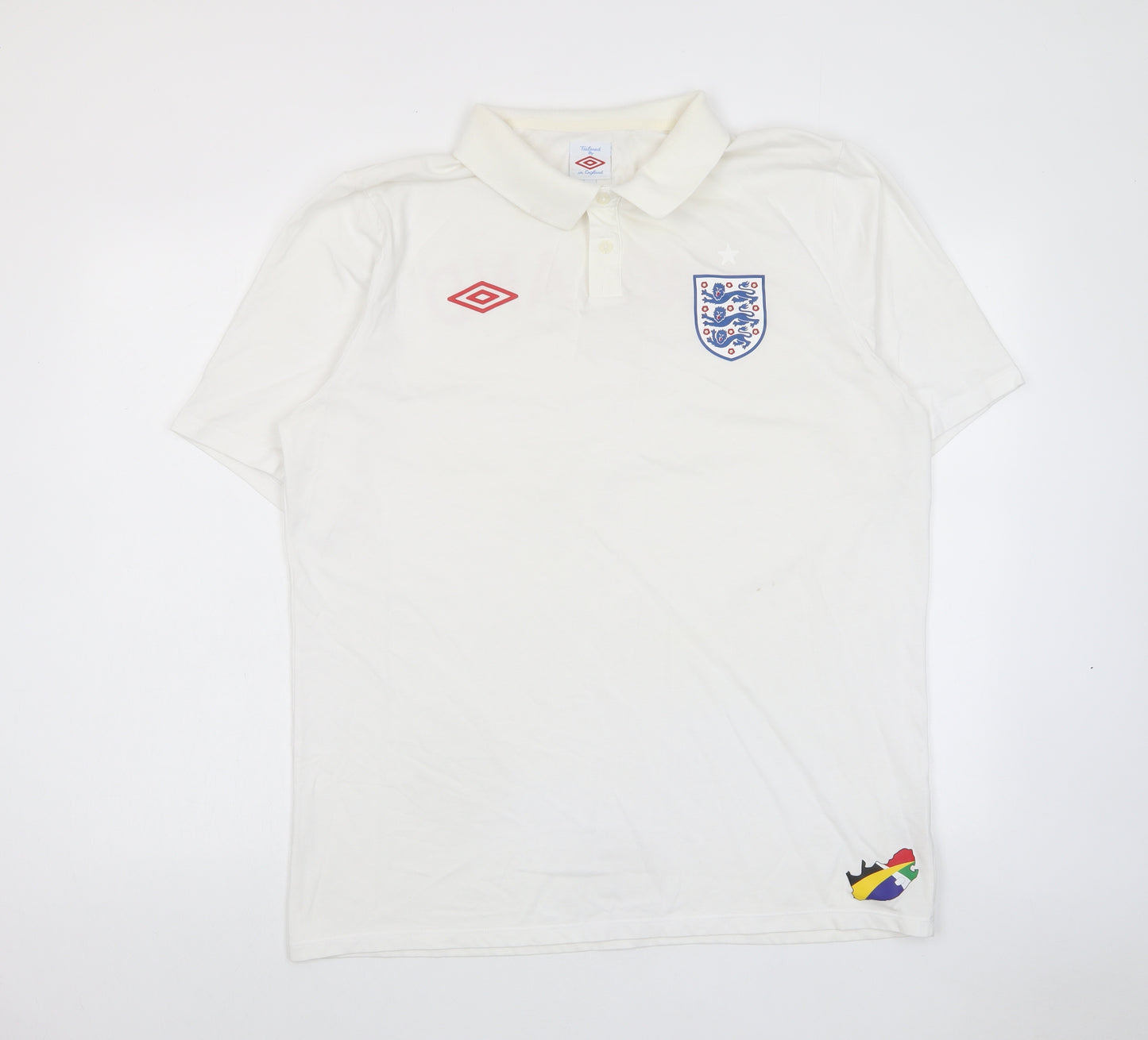 England Mens White Cotton Polo Size XL Collared Button