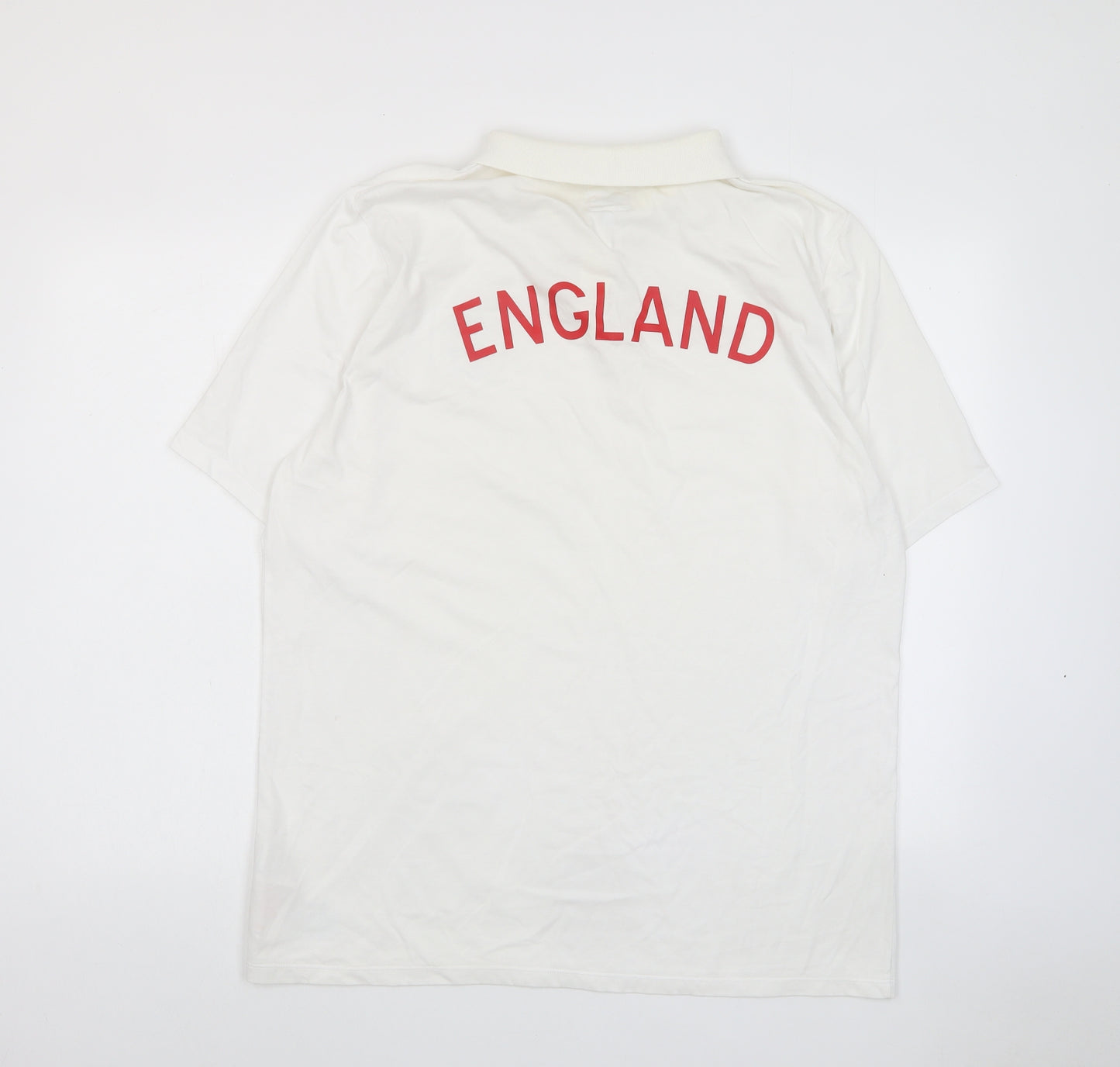 England Mens White Cotton Polo Size XL Collared Button