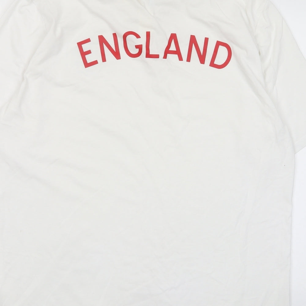 England Mens White Cotton Polo Size XL Collared Button