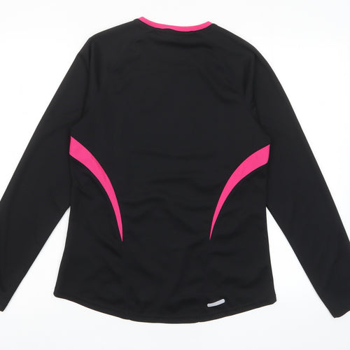 ASICS Womens Black Polyester Basic Casual Size L Crew Neck Pullover - Logo, Breathable