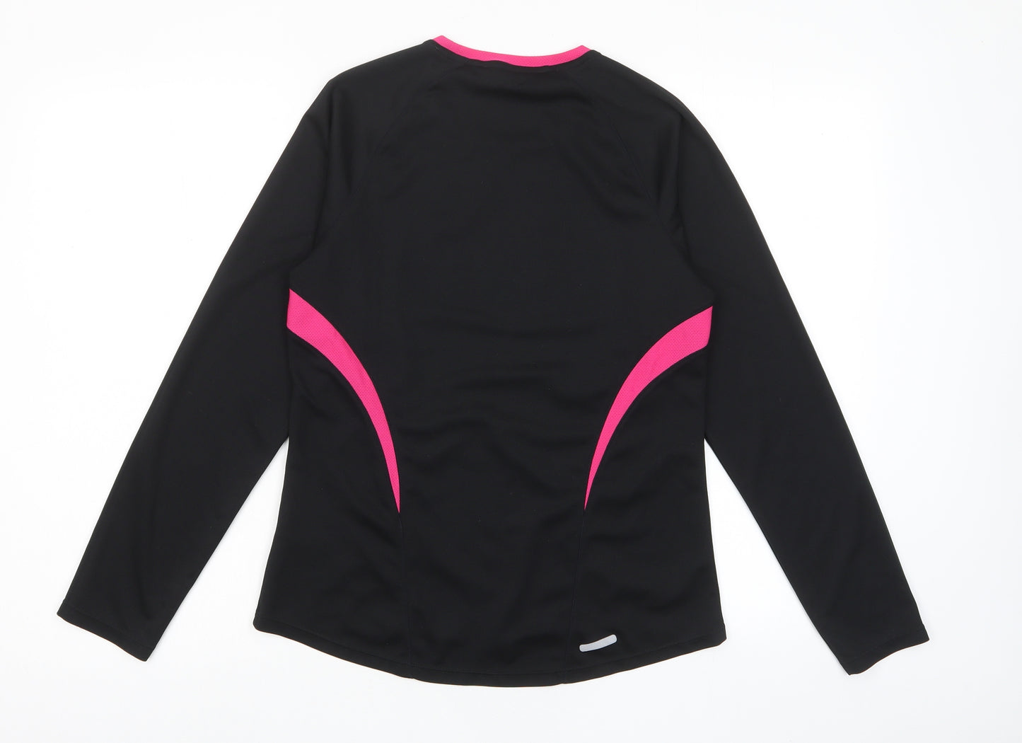 ASICS Womens Black Polyester Basic Casual Size L Crew Neck Pullover - Logo, Breathable