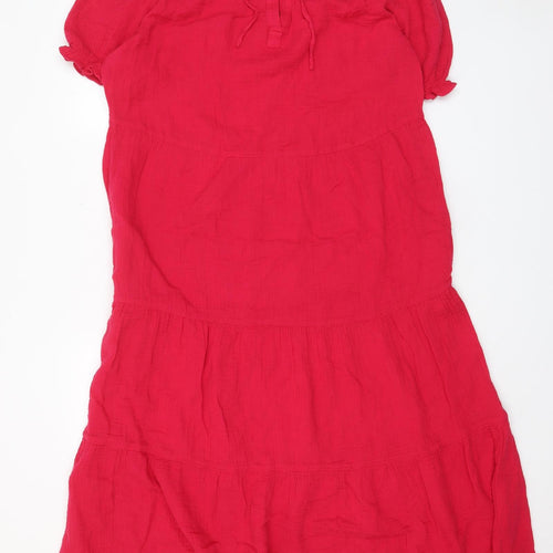 Per Una Womens Pink Cotton Maxi Size 12 Crew Neck Pullover - Keyhole neck