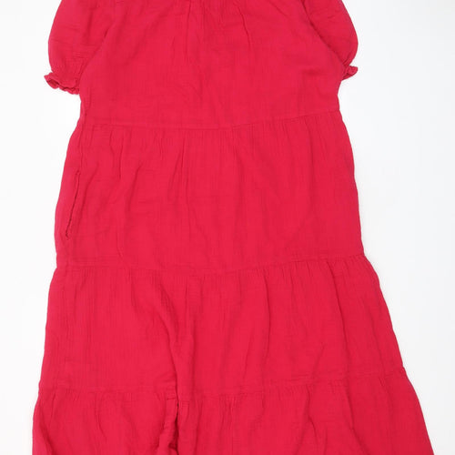 Per Una Womens Pink Cotton Maxi Size 12 Crew Neck Pullover - Keyhole neck