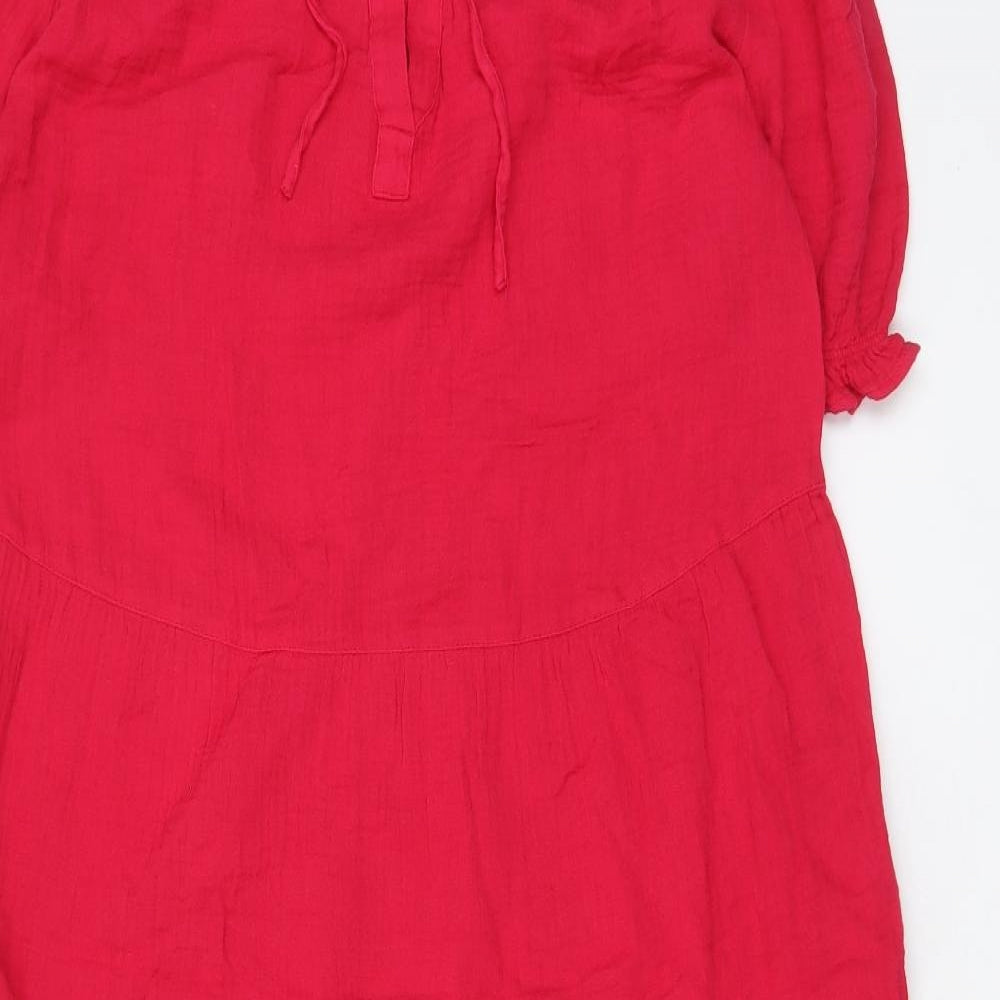 Per Una Womens Pink Cotton Maxi Size 12 Crew Neck Pullover - Keyhole neck