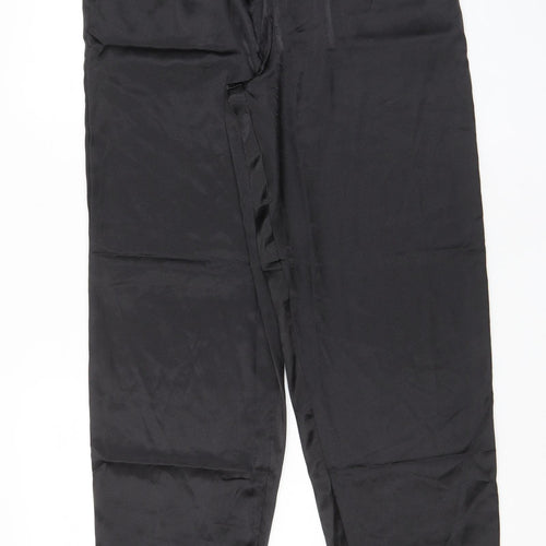 ASOS Womens Black Polyester Trousers Size L L30 in Regular Drawstring - Elasticated Waist