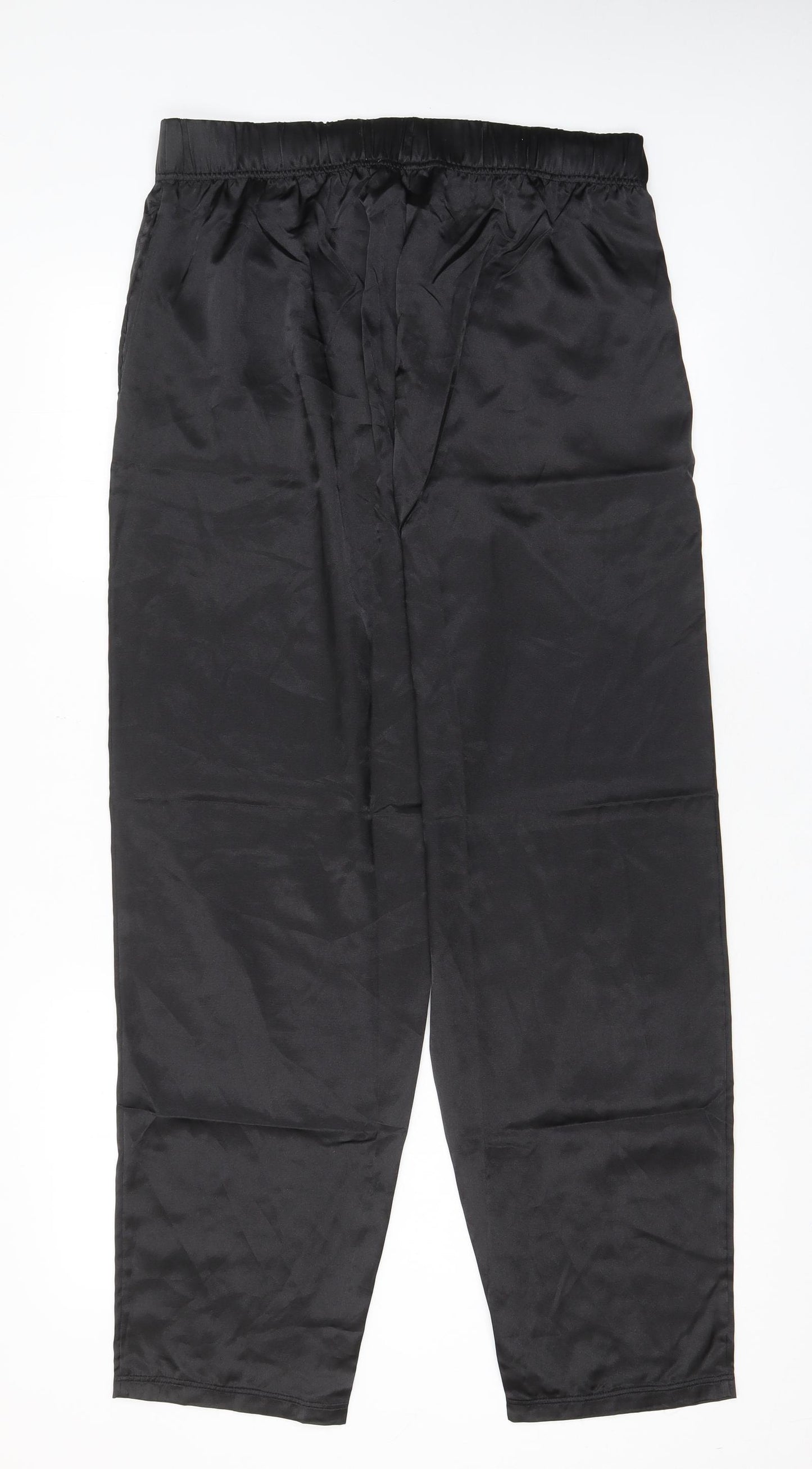 ASOS Womens Black Polyester Trousers Size L L30 in Regular Drawstring - Elasticated Waist