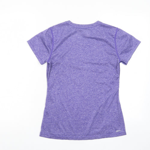 New Balance Womens Purple Polyester Basic T-Shirt Size XS Crew Neck Pullover - Logo