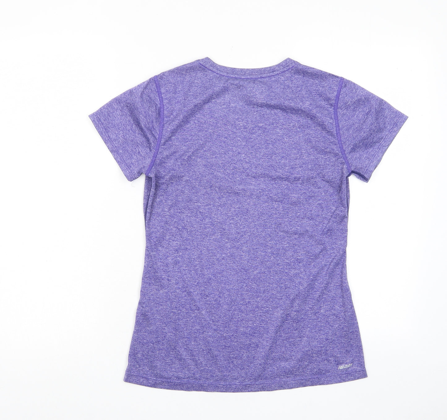 New Balance Womens Purple Polyester Basic T-Shirt Size XS Crew Neck Pullover - Logo