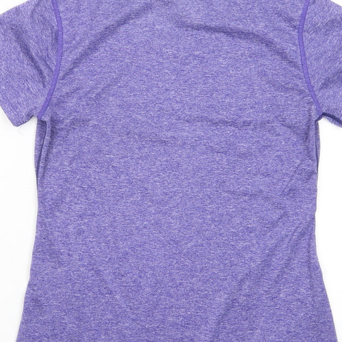New Balance Womens Purple Polyester Basic T-Shirt Size XS Crew Neck Pullover - Logo