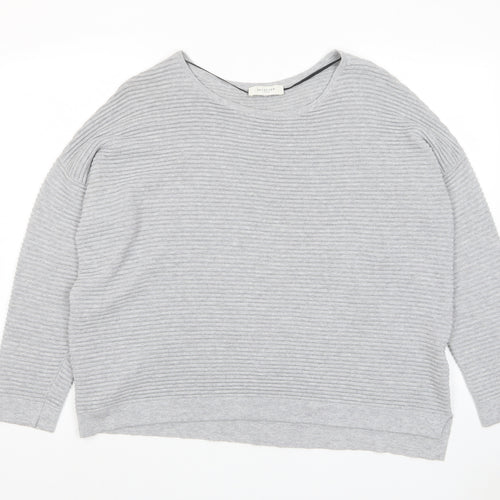 Selected Femme Womens Grey Crew Neck Cotton Pullover Jumper Size XL