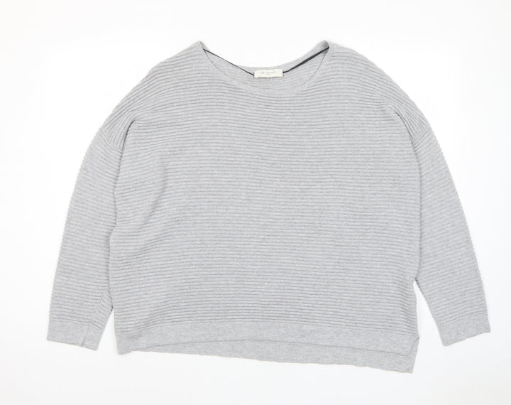Selected Femme Womens Grey Crew Neck Cotton Pullover Jumper Size XL
