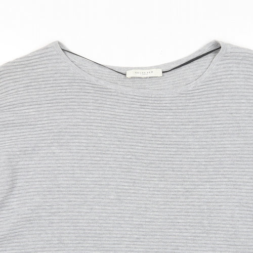 Selected Femme Womens Grey Crew Neck Cotton Pullover Jumper Size XL