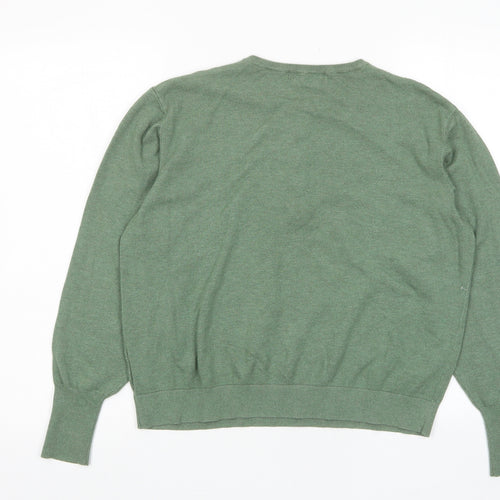 Marks and Spencer Womens Green Crew Neck Viscose Pullover Jumper Size 18 - Buttons