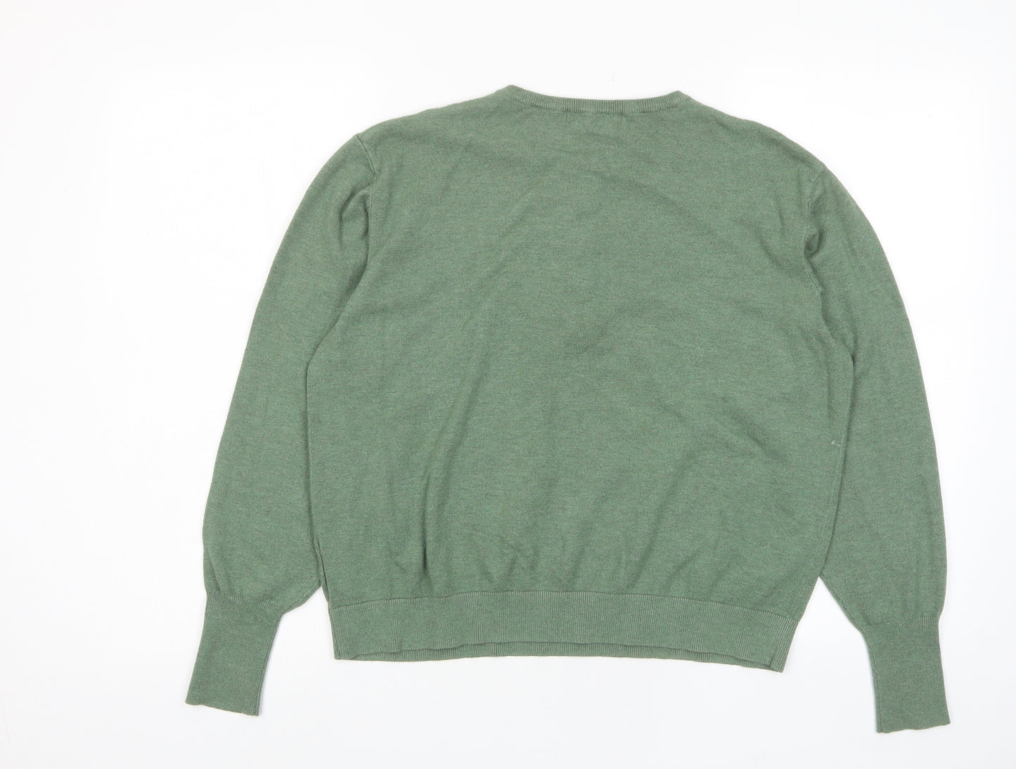 Marks and Spencer Womens Green Crew Neck Viscose Pullover Jumper Size 18 - Buttons
