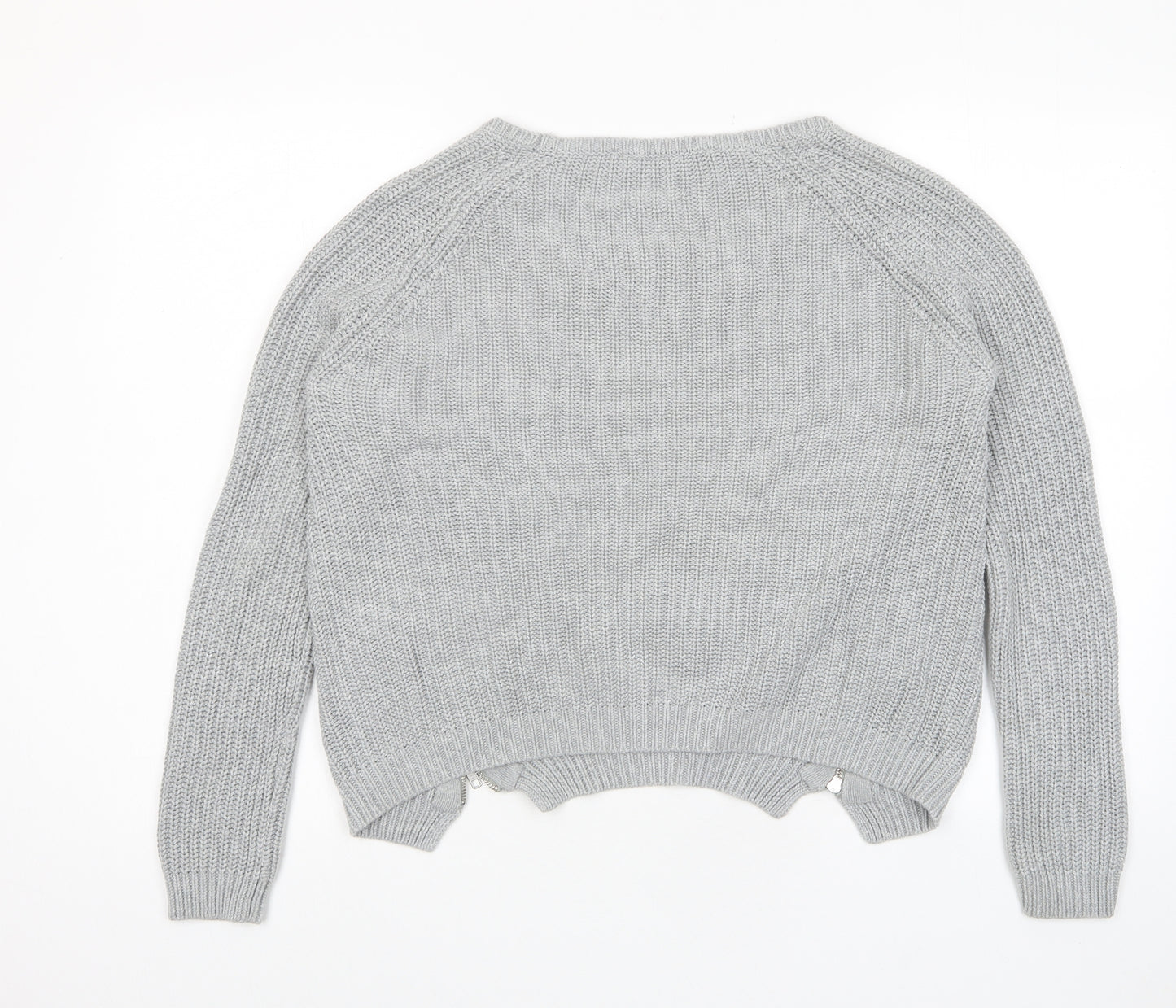 French Connection Womens Grey Crew Neck Acrylic Pullover Jumper Size S - Zips